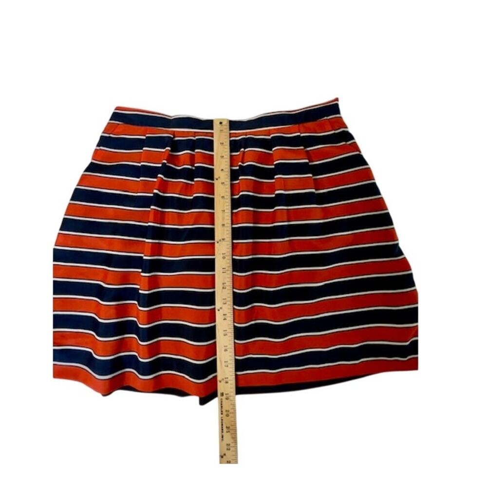 J.Crew Striped Pleated Mini Skirt Navy Orange Preppy Size 14 - Picture 9 of 9